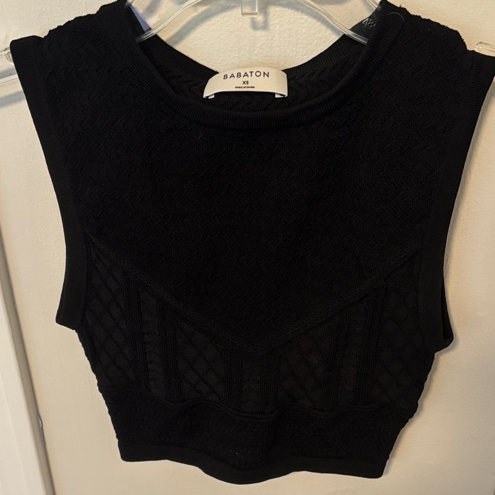 Babaton by Aritzia Black Textured Crop Tank